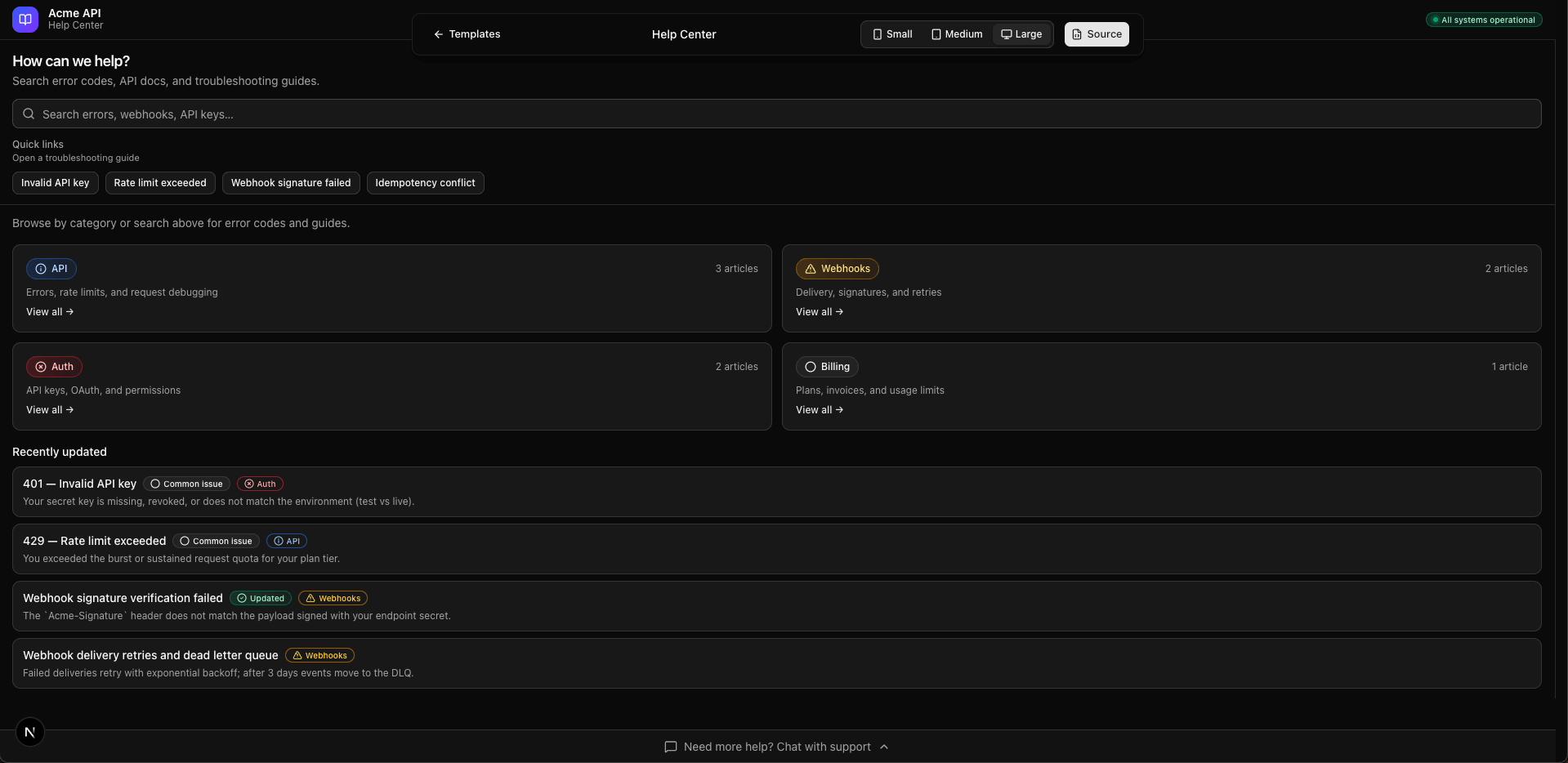 Help Center preview