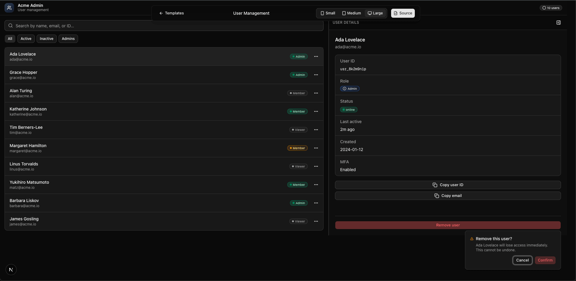 User Management alternate preview