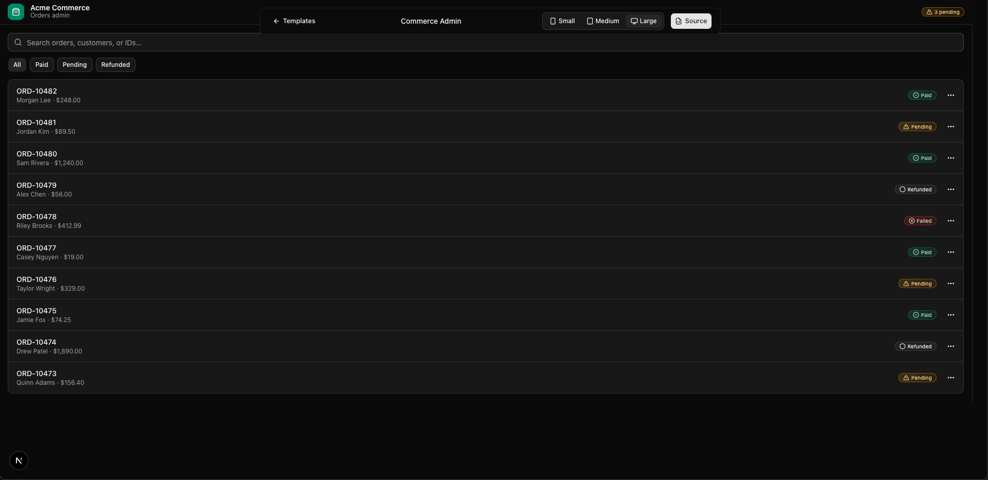 Commerce Admin preview