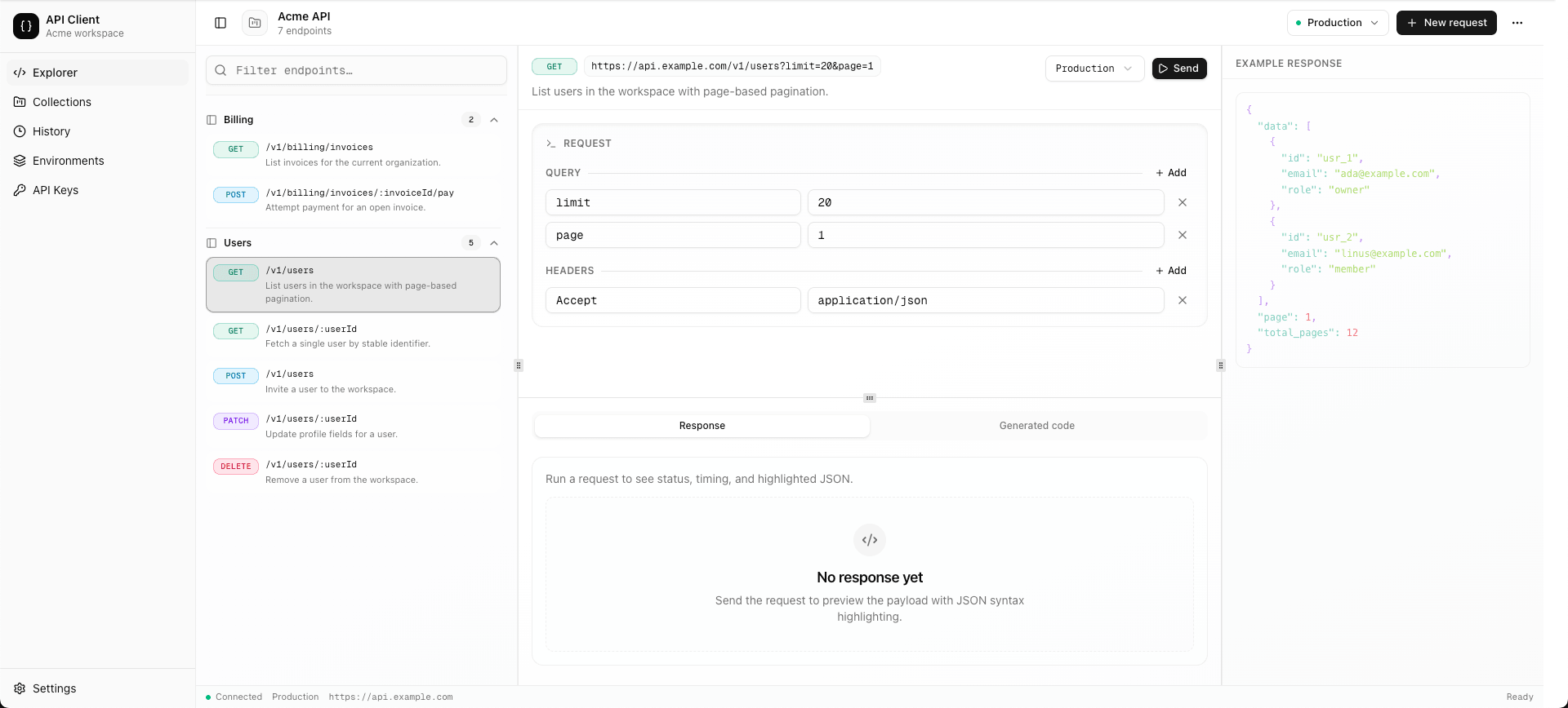 API Client preview